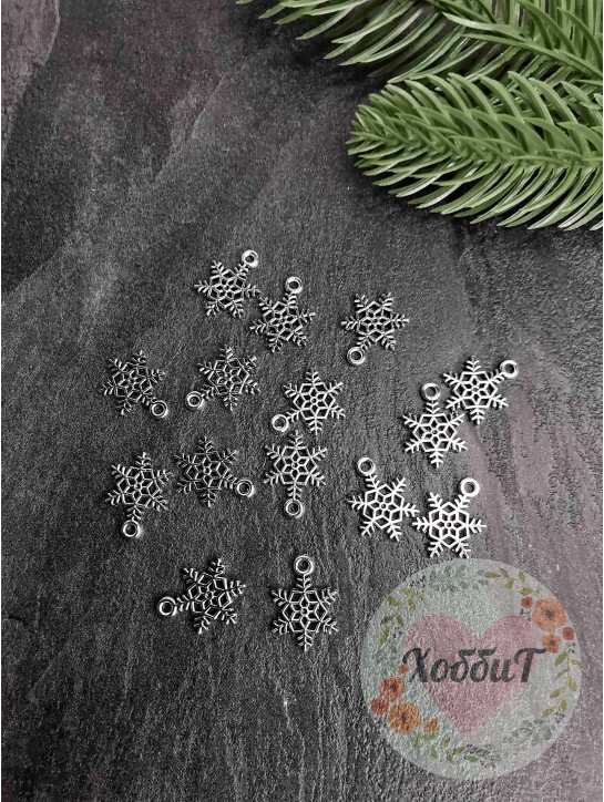 Подвеска металл "Снежинка" 1,5см (серебро)